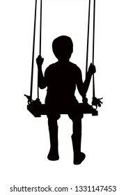 a boy swinging silhouette vector