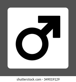 Boy Symbol vector icon. Style is flat rounded square button, black and white colors, gray background.