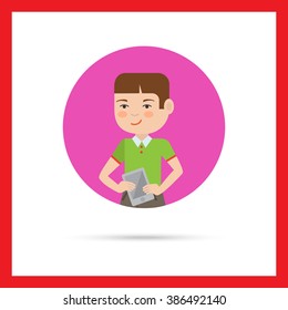 Boy with tablet computer