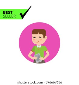 Boy with tablet computer