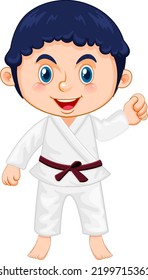 A Boy In Taekwondo Uniform Illustration