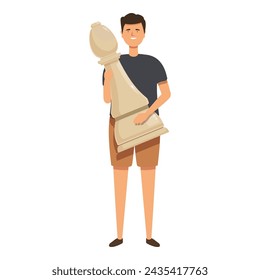 Boy take bishop icon cartoon vector. People education. Recreation preschool