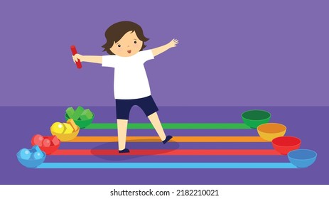 boy takes part in relay race