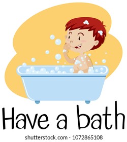 A Boy  Taking a Bath illustration