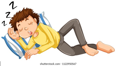 Boy taking a nap illustration