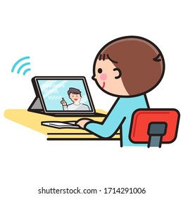 タブレット 日本人 子供 のイラスト素材 画像 ベクター画像 Shutterstock