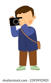 a boy taking a picture