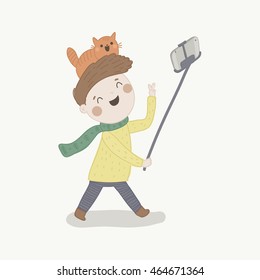 Boy taking selfie picture 