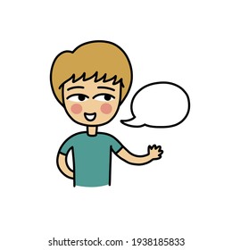 boy talking doodle icon, vector illustration