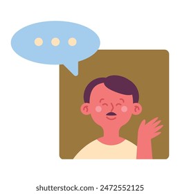 boy talking and waving hand cartoon