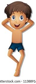 a boy tanning on white background illustration
