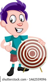 Boy with target, illustration, vector on white background.