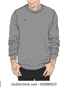 Boy tattoo. Vector illustration