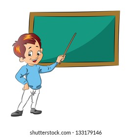 Boy Teaching, vector illustration