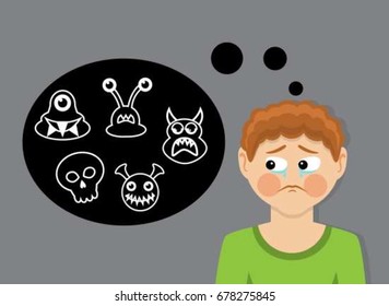 The boy with tears represents the monsters and is afraid