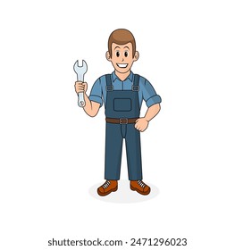 Boy Technician Cartoon Character Vector Illustration