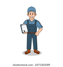 Boy Technician Cartoon Character Vector Illustration