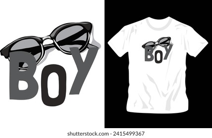 boy text with glasses graphics t-shirt design, ready to print