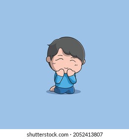 Boy thanksgiving Muslim a religion vector icon illustration