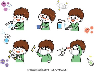 Boy that the infection control　Japanese