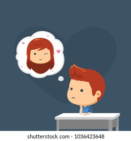 A boy is thinking about a girl.
