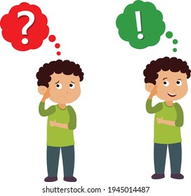 Dibujo vectorial de dibujos animados de pensamiento masculino aislado en el fondo blanco
