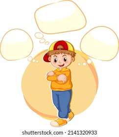 A boy thinking with empty callouts illustration
