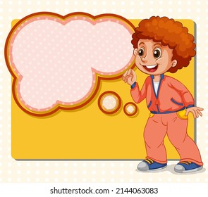 A boy thinking with empty callouts illustration