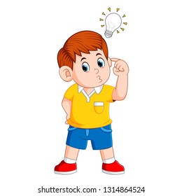 boy thinking and get bright idea