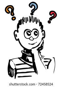 Boy thinking  or have a dilemma or idea