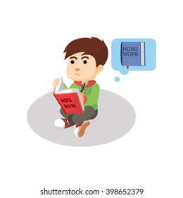 Boy thinking his home work
