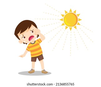 Boy Thirsty Heat Summer Sun Feels Stock Vector (Royalty Free ...