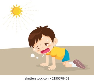 boy thirsty from heat of the summer sun.boy feels so thirsty because of hot weather