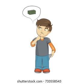 the boy thought about money