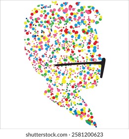 a boy with thousand of dots