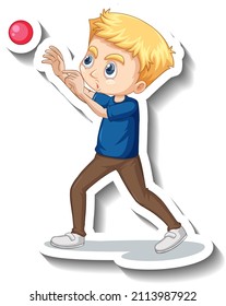 A boy throwing ball cartoon character illustration
