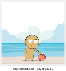 Niño lanzando una moneda a un banco de cerditos