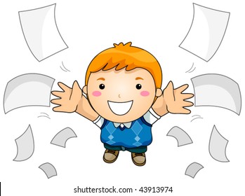 Boy throwing papers - Vector