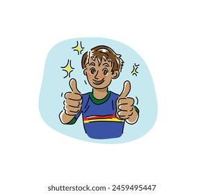 Boy with Thumb Up Illustration, art vector design