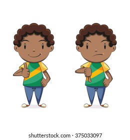 Boy Thumbs Up Thumbs Down, Vector Illustration