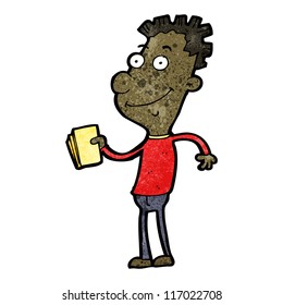 boy with tickets cartoon