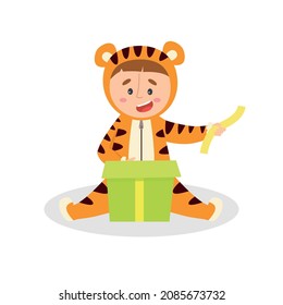 A boy in a tiger costume, symbol 2022