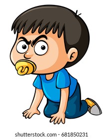 Niño pequeño con ilustración de pacificador