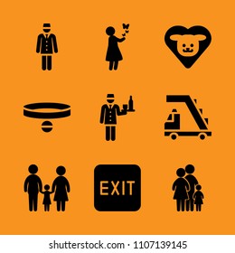 boy, togetherness, airport and family icon set. Vector illustration for web and design.
