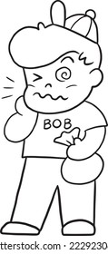 boy toothache cartoon doodle kawaii anime coloring page cute illustration character clipart chibi manga