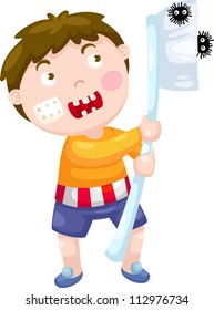 boy with toothbrush vector illustration on a white background