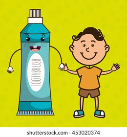 boy with toothpaste isolated icon design, vector illustration  graphic 