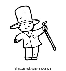 caricatura de niño con sombrero alto