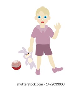 a boy with a toy . children's drawing
