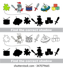 Boy toy collection. Find correct shadow.